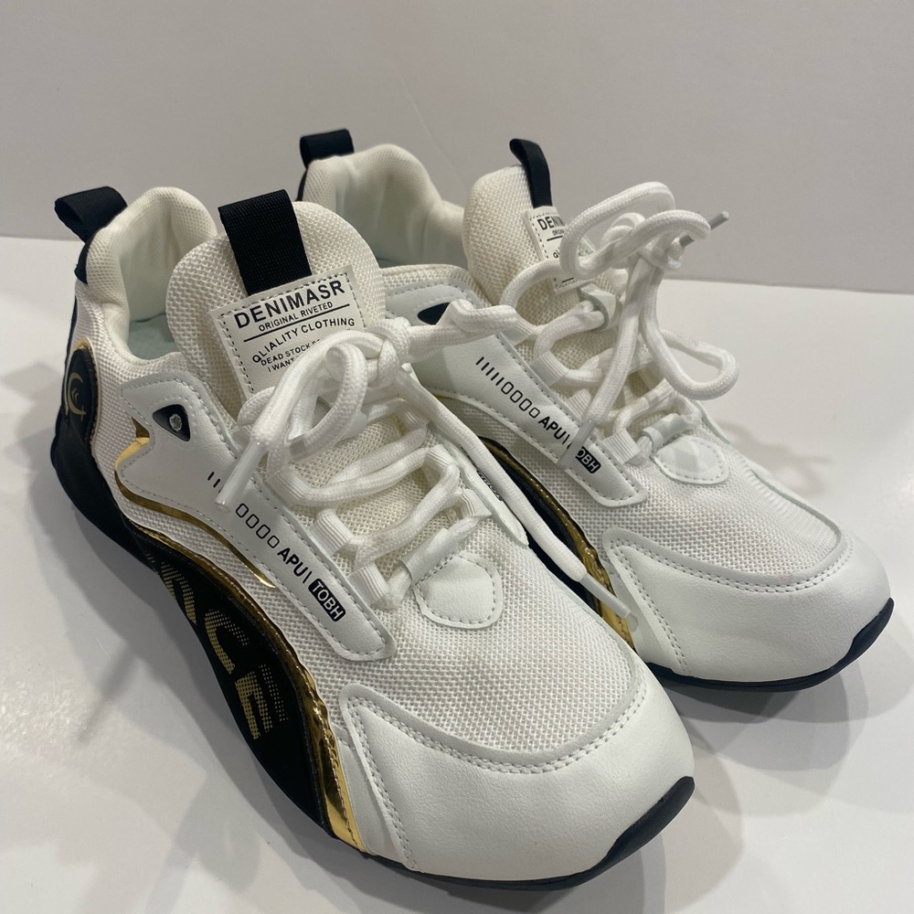 White and Gold Sneakers